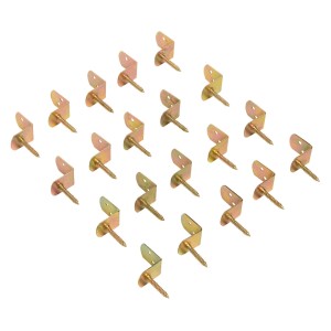 20 sárga horganyzott kerítés konzol 38x38x30mm csavarokkal a kerítés szereléséhez.