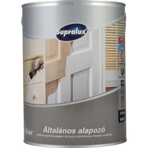Fehér Supralux univerzális alapozó és folteltávolító festék 5 literes doboz.
