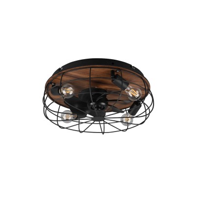 Trio Trondheim mennyezeti lámpa 4-es 48 cm matt fekete - barna ventilátorral