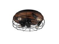 Trio Trondheim mennyezeti lámpa 4-es 48 cm matt fekete - barna ventilátorral