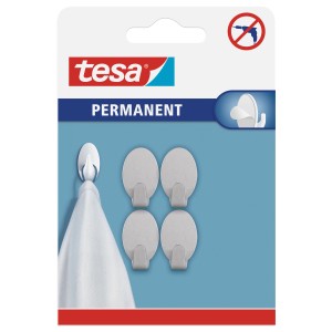 Tesa Permanent Hooks, 4 darabos csomag, öntapadós, fúrás nélkül