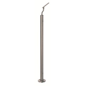 Kerek V2A rozsdamentes acél korláttartó, 88 cm magas, felülről szerelhető.