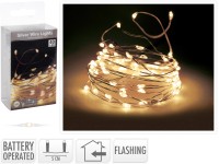 Dekor micro LED drótfényfüzér 2 m melegfehér elemes villogó effekttel Dekor micro LED drótfényfüzér 2 m melegfehér elemes villogó effekttel