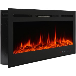 El Fuego LED elektromos kandalló Luzern fűtéssel, dimmelhető, 1,8 kW, fekete keret, láng effektus.