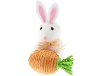 Nyuszi dekorfigura sárgarépával színes 11 cm x 7 cm x 7,5 cm