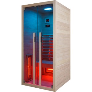 Sanotechnik Ruby 1 infraszauna hemlock fából, színes fénnyel, 1 személyes.