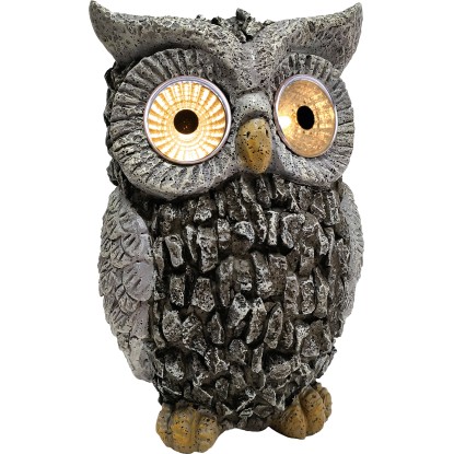 Napelemes bagoly terméskő 13,5 cm x 11,5 cm x 19,5 cm