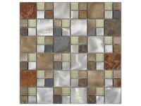 Mozaik üveg és alumínium Silver Slate Beige Grey 30 cm x 30 cm
