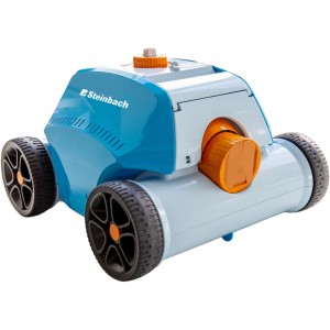Steinbach Poolrunner Battery + medence robot kék és szürke színben, kerekekkel.