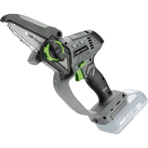 LUX-TOOLS 20V akkus ágvágó fűrész, szürke akkumulátoros láncfűrész kerthez és faápoláshoz.