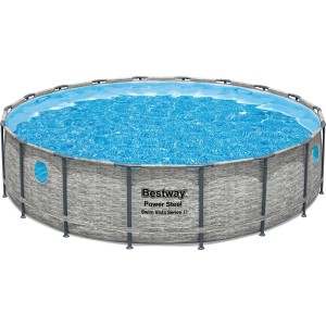 Bestway acélvázas medence szett Power Steel Swim Vista, Ø 549 cm, szürke, ablakkal.