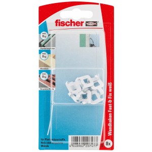 Fischer Fast & Fix fali akasztók, fehér tiplik könnyű tárgyakhoz fúrás nélkül.