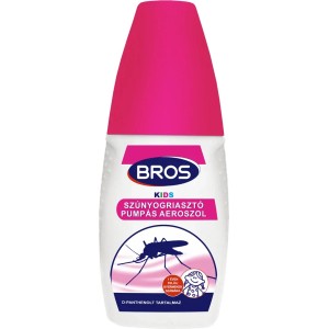 BROS Kids szúnyogriasztó pumpás spray, fehér, rózsaszín kupakkal. Ideális gyerekeknek.