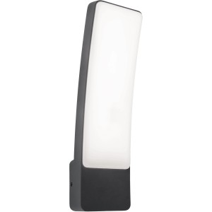Modern, antracit színű Lutec Kira LED kültéri fali lámpa semleges fehér fénnyel.