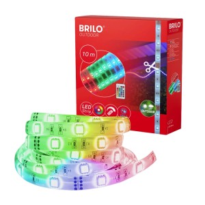 Brilo Outdoor LED szalag RGB 10 m távirányítóval, színváltással és fényerőszabályzó funkcióval.