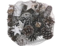 Dekorációs válogatás tobozok és nyírfacsillagok meszelt Dekorációs válogatás tobozok és nyírfacsillagok meszelt