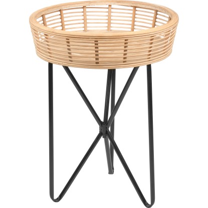 Lux Minimalist Zen kisasztal 49 cm x 37 cm kerek natúr-fekete