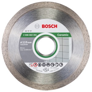 Bosch Standard gyémánt vágótárcsa csempéhez, 115 mm átmérő, sarokcsiszolókhoz.