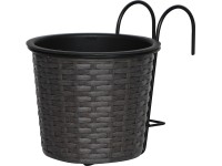 Polirattan balkonra rakható virágcserép antracit-fekete 19 cm x 19 cm x 22 cm