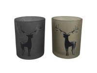 Boltze szarvasos mécsestartó nagy 2-féle változatban 9 cm x 10 cm több színben