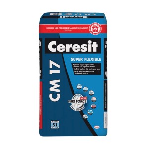 Ceresit CM 17 flexibilis csemperagasztó zsák burkolási munkákhoz.