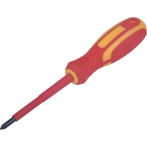 Szigetelt PH1 x 80 mm-es csavarhúzó piros-sárga nyéllel, 1000 V-ig használható elektromos munkákhoz.