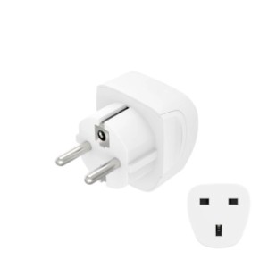 Fehér t.b.t. adapter Hálózattechnika-hoz, európai és brit dugóval.