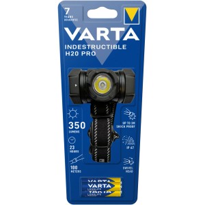 Varta Indestructible H20 Pro fejlámpa, ütésálló és vízálló, kültéri és kempingezéshez.