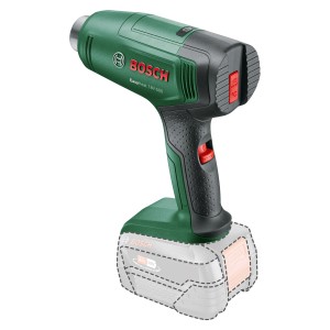 Bosch EasyHeat 18V-500 akkus hőlégfúvó (akku nélkül) zöld és fekete színben.