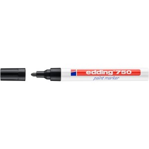 Fekete Edding filctoll, 750 Paint Marker modell, levett kupakkal.