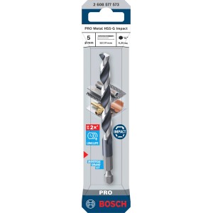 Bosch Pro Metal HSS-G Impact spirálfúró, 5 mm, fémmegmunkáláshoz.