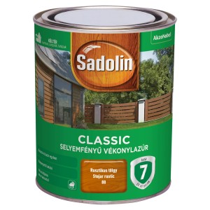 Sadolin Classic időjárásálló festék doboza, Rusztikus tölgy színben. A tartós védelemért.