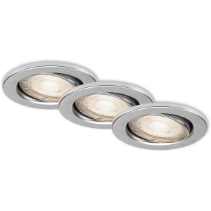 3 db-os Briloner LED süllyesztett spotlámpa szett alumínium hatású. Modern mennyezeti spotok beltéri használatra.