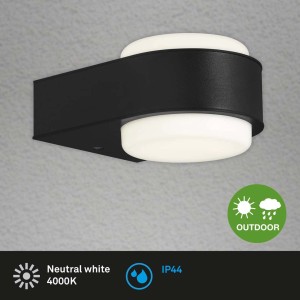 Fekete Brilo HANAU LED kültéri fali lámpa, 6,5W.