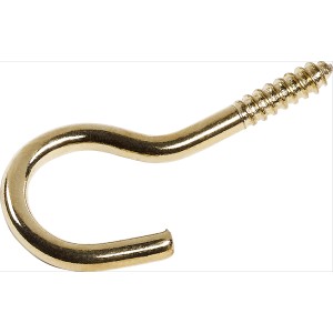 Arany LUX csavaros kampó, hajlított, 3x40 mm, 4 darabos készlet, könnyű dekorációs tárgyakhoz.
