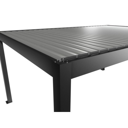 Biohort Pergola 5,5x3,5 m sötétszürke-ezüst színben, a lamellák és a váz részletes nézete.