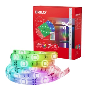 Brilo 5m RGB LED szalag USB-vel, dimmelhető és távirányítós színváltással.