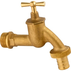 Sárgaréz kifolyószelep 26,4 mm (R 3/4) gombbal, vízvételezéshez a kertben vagy a pincében.
