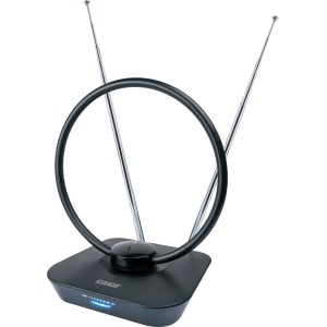 Fekete ZA8960 011 szobaantenna FM/VHF/UHF vételhez erősítővel.