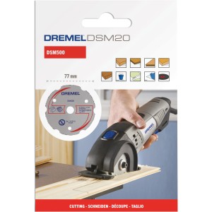 Dremel DSM500 karbid vágókorong DSM20-hoz használat közben, tartozék miniatűr szerszámokhoz.
