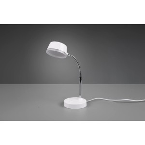 Fehér Reality Kiko LED asztali lámpa flexibilis nyakkal íróasztalra vagy éjjeliszekrényre.