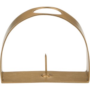 Arany gyertyatartó, 8x6,5x2,5 cm, fémből, modern design gyertyákhoz.