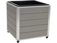 Virágláda kocka alakú világosszürke kivehető műanyag betéttel