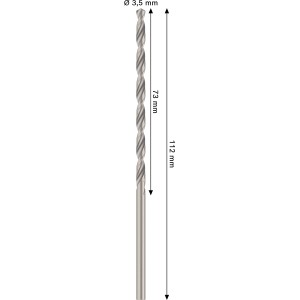 Bosch Pro Metal HSS-G spirálfúró, 3,5 mm átmérő, ezüst színű.