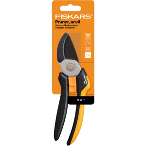 Fiskars P361 Solid üllős metszőolló, narancs-fekete, száraz ágakhoz 20 mm-ig.