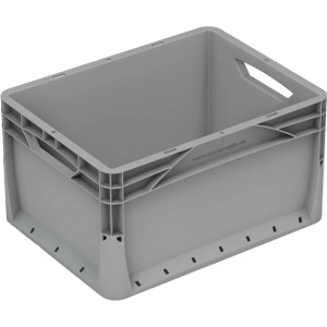 Szürke Eurobox-System doboz (40x30x22cm) tömör fallal. Tárolódoboz tároláshoz és szállításhoz.