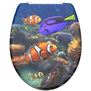 Schütte Sea Life WC ülőke hal mintával, duroplaszt, lassú záródás és gyorsrögzítés.