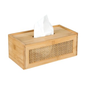 Wenko Allegre barna kozmetikai kendődoboz bambuszból és rattanból, boho stílusban.
