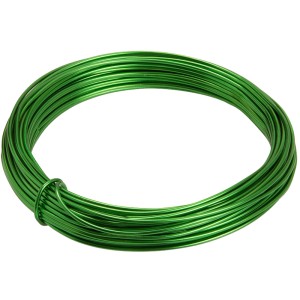 Zöld Conacord alumíniumhuzal, 1,6 mm, 12 m, feltekerve. Ideális kézműves munkákhoz és dekorációhoz.