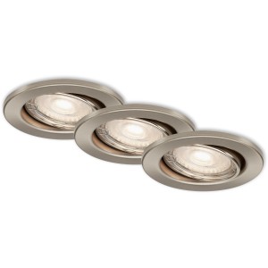 3 db-os Briloner LED süllyesztett spotlámpa szett, matt nikkel, beltéri használatra.